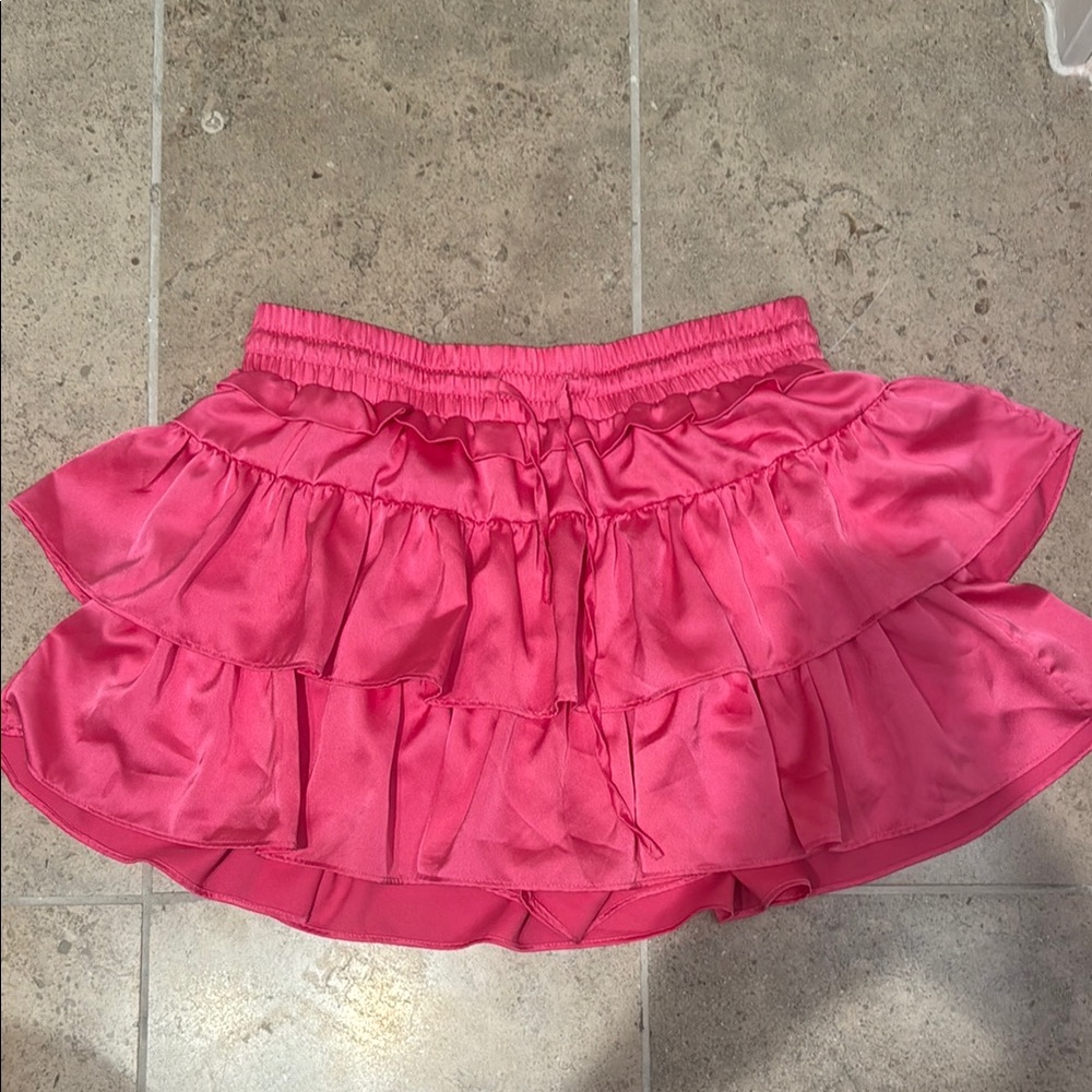 Pink ruffle mini skort